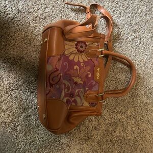 Spartina 449 Tan and Purple Floral Satchel